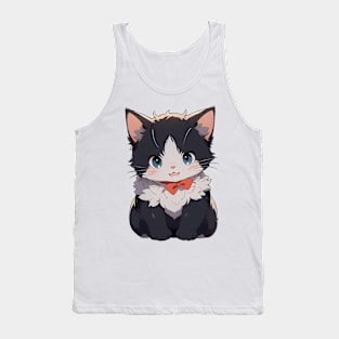 Kitten with Red Ribbon Tank Top